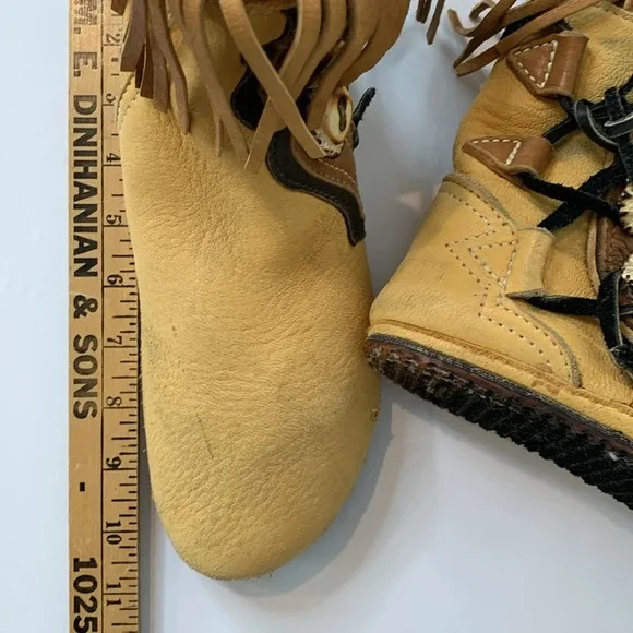 Vintage 70s OOAK Handmade Bald Mountain Moccasins Ankle Boot Renn Faire Festival - Picture 9 of 15